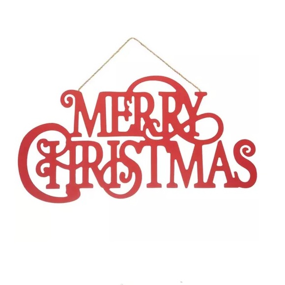 NWT- Beautiful Red Wooden- MERRY CHRISTMAS Decoration Sign 9-1/2”x 17-3/4” - Picture 9 of 10